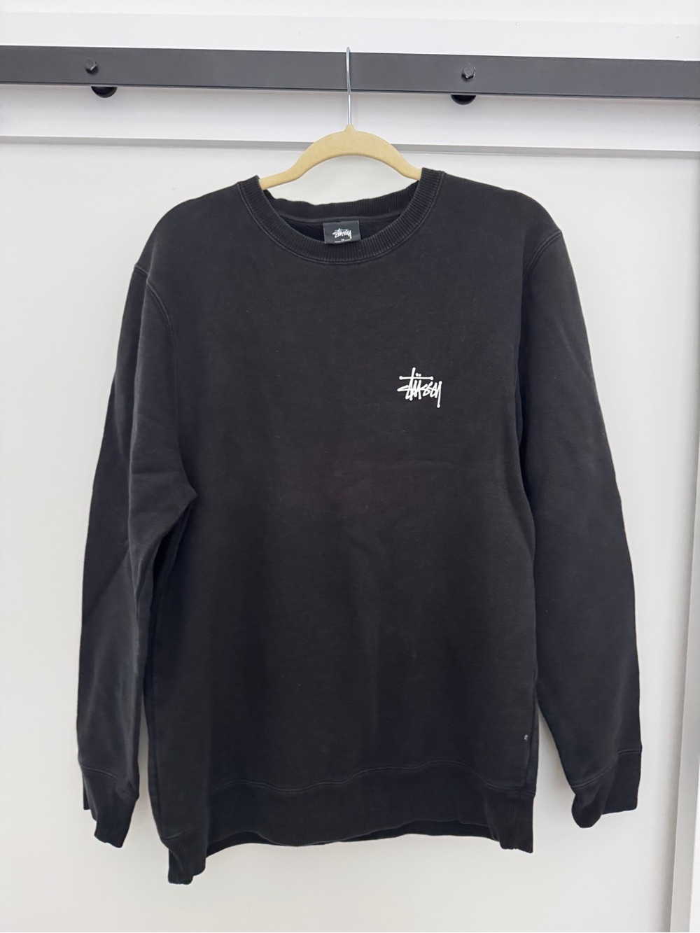 Stussy Black Crewneck Sweatshirt with White Logo